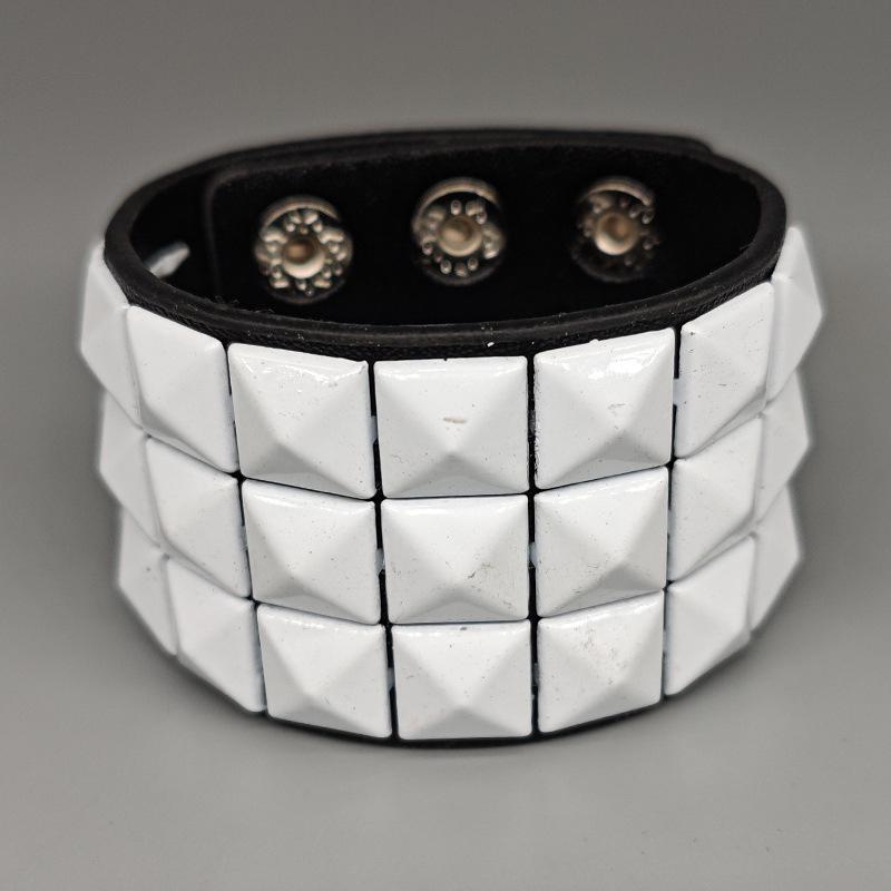 Европейско-американский панк-браслет из многоцветной кожи с заклепками – Мужской широкий браслет из ПУ