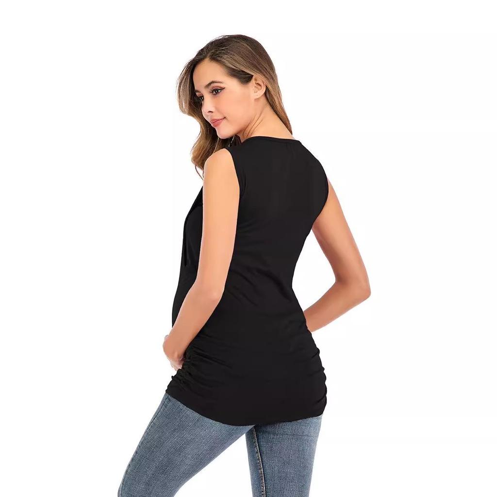 New Round Neck Solid Color Maternity Nursing Tank Top