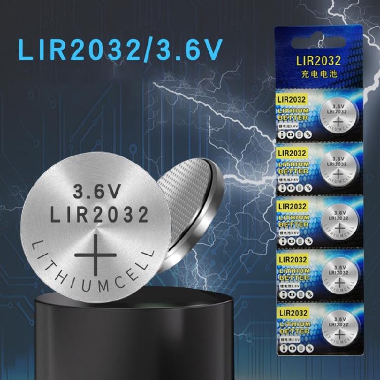 Аккумуляторы LIR2032 3,6 В Перезаряжаемые литиевые батареи Для устройства сигнализации автомобиля Стабильный выход напряжения для компьютера