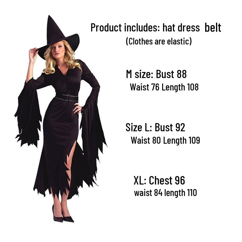 Хэллоуин Ведьма Косплей Платье: Взрослый маскарадный костюм для ночного клуба для ролевых игр в мультяшном стиле.