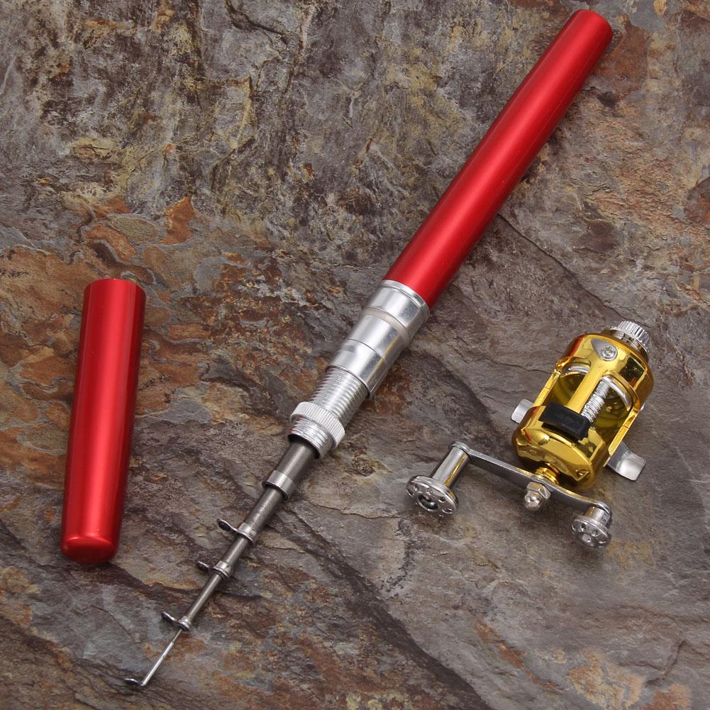 Pocket Fish Pen Mini Portable Pocket Fish Pen Shape Aluminum Alloy Fishing Rod Pole Reel Multicolor Fishing Tool