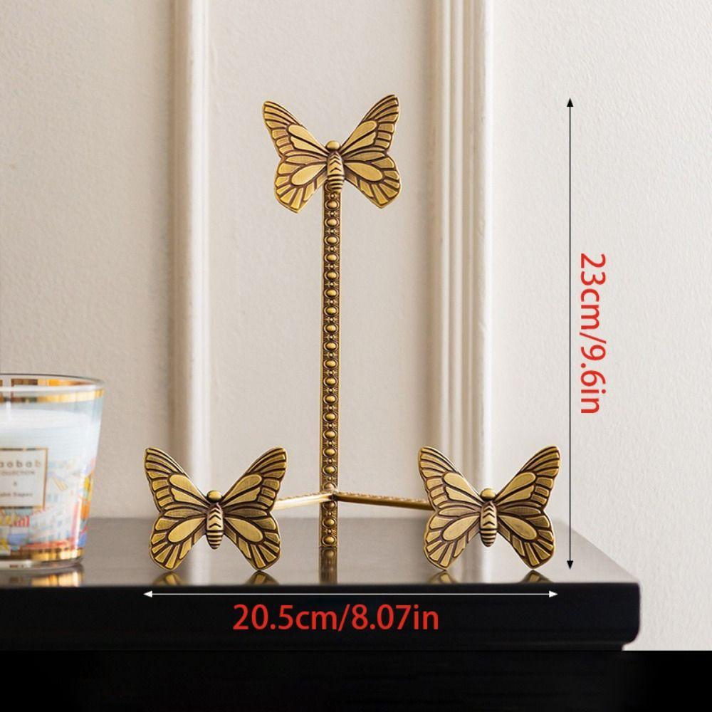 Vintage Design Butterfly Zinc Zinc Alloy Plate Stand Elegant Tabletop Display Stand Living Room Decor