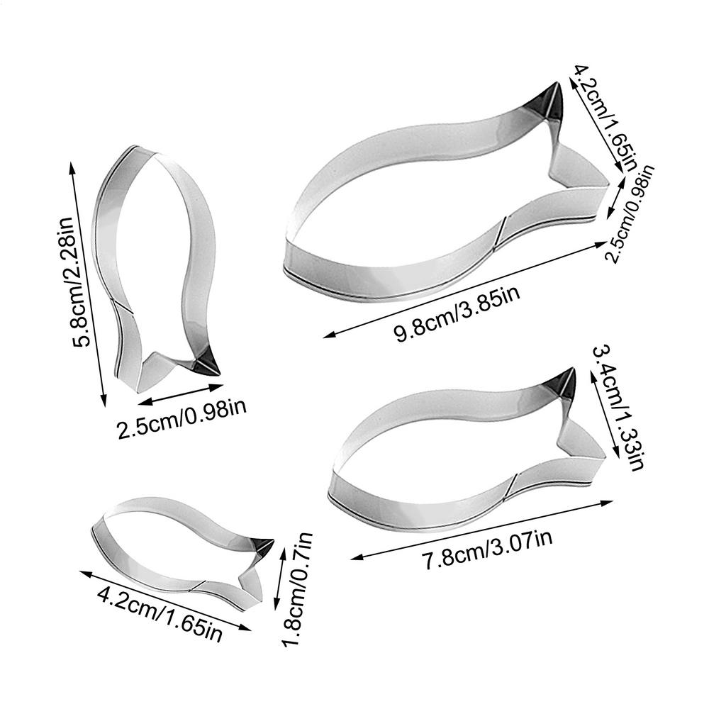 4 PCS Fish Cookie Cutter Stainless steel fish shaped cookie cutter Aquatic Animal Fish Molds Cake Pastry Fondant Decorate Tools