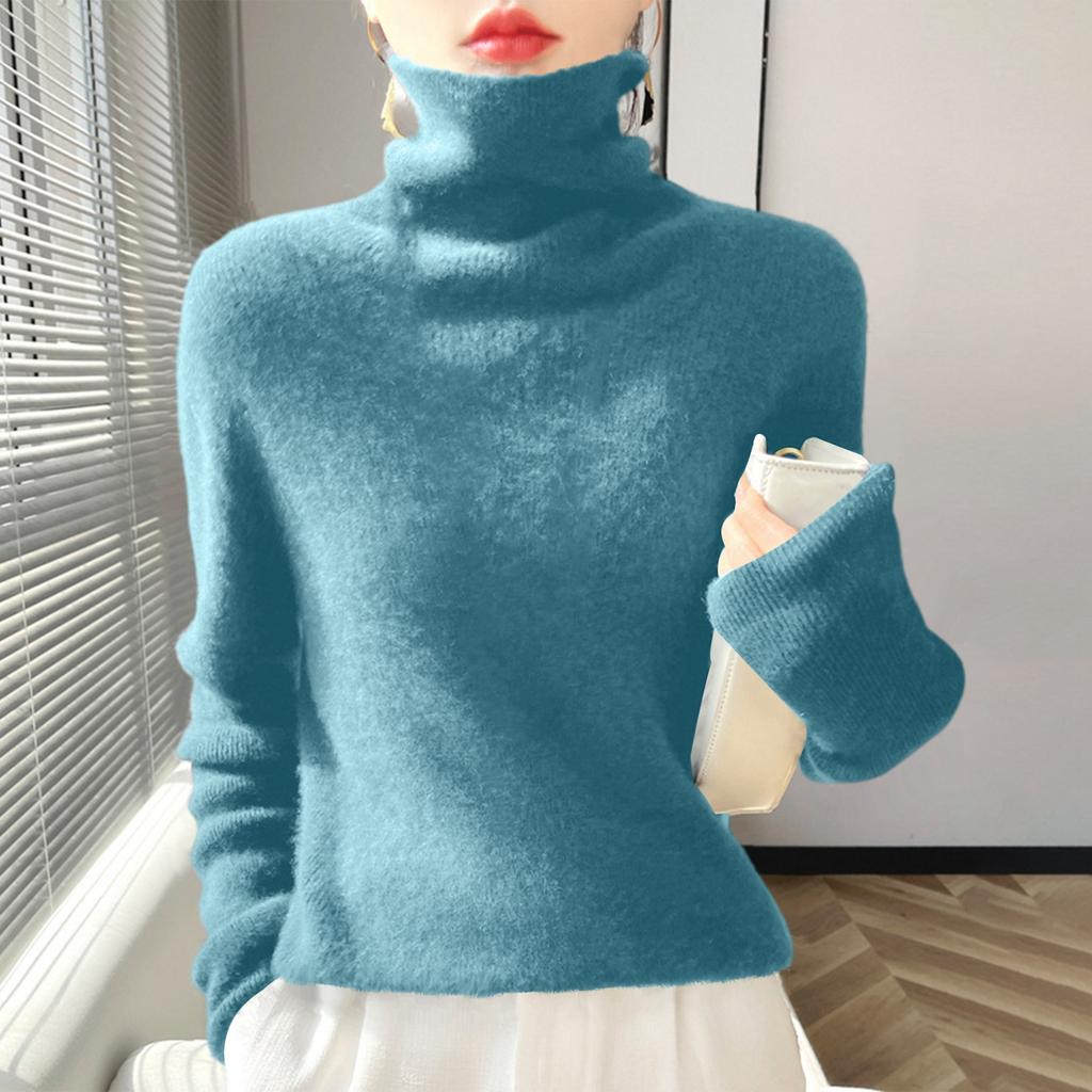 Women's High-Neck Slim-Fit Knit Top Soft And Cozy Sweater