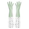 1 Pair Dishwashing Gloves Waterproof Reusable Gloves Patchwork Color Elastic Long Cuffs Household Cleaning Gloves