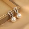 Новые летние классические серьги с микроинкрустацией из меди цвета светлого люкса и искусственного жемчуга, женские ювелирные аксессуары 2025