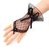 Gothic Short Black Gloves Female Lace Bridal Wedding Halloween Lolita Dress Net Gauze Bow Hand Sleeve Fishnet Gloves