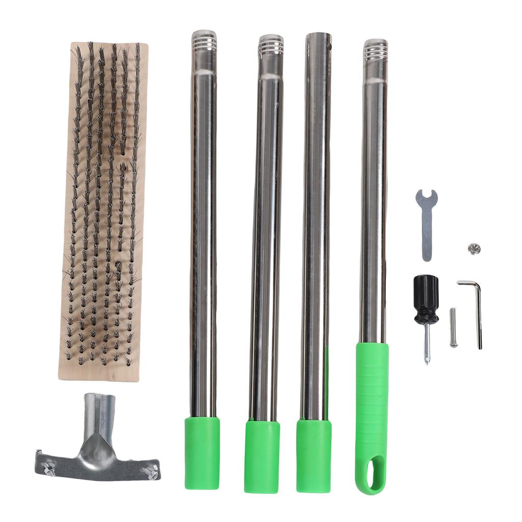 Floor Scrub Brush 30cm Head 1.6m Long Handle Stainless Steel Wire Deck Brush Outdoor Moss Scrubber for Lane Step