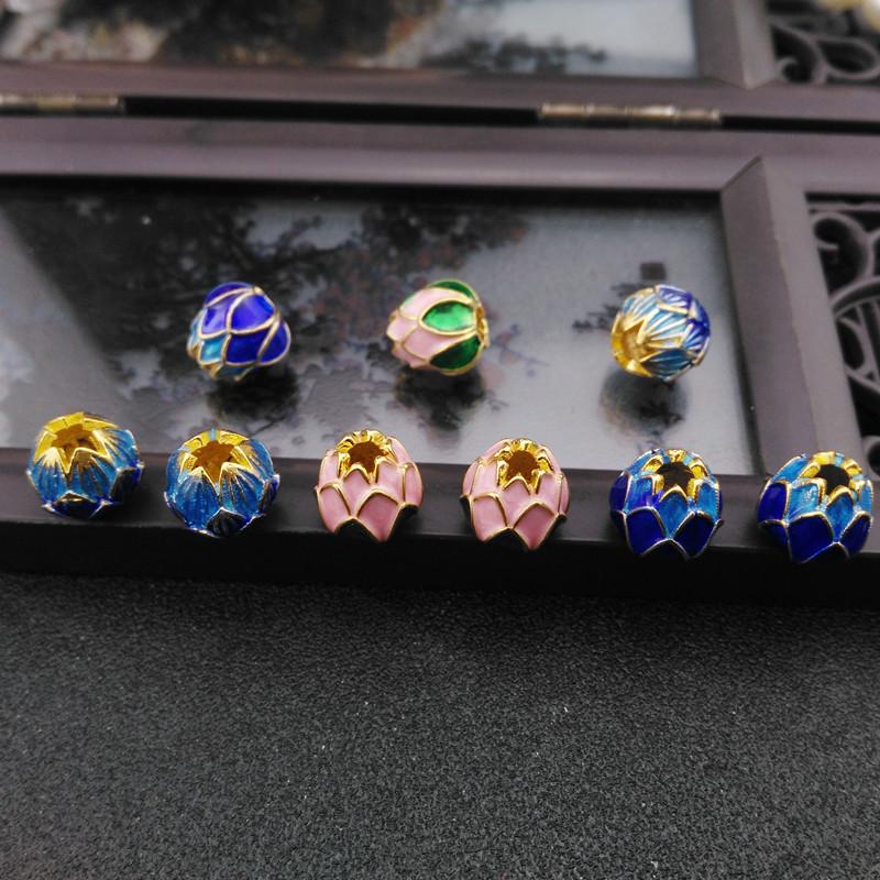 Перегородчатые бусины-разделители 'Лотос' - Эмаль из чистой меди, материалы для изготовления украшений своими руками