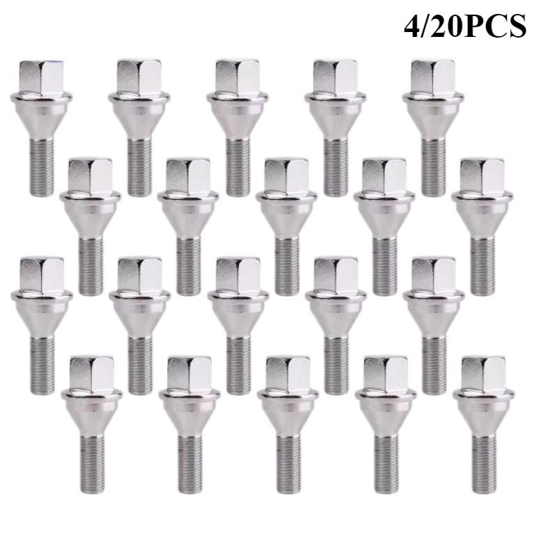 4/20x Car Wheel Studs Lug Bolts Silver Truck Parts Tool M12x1.25x28mm For Jeep Cherokee Renegade Compass Chrysler 200 Dodge Dart