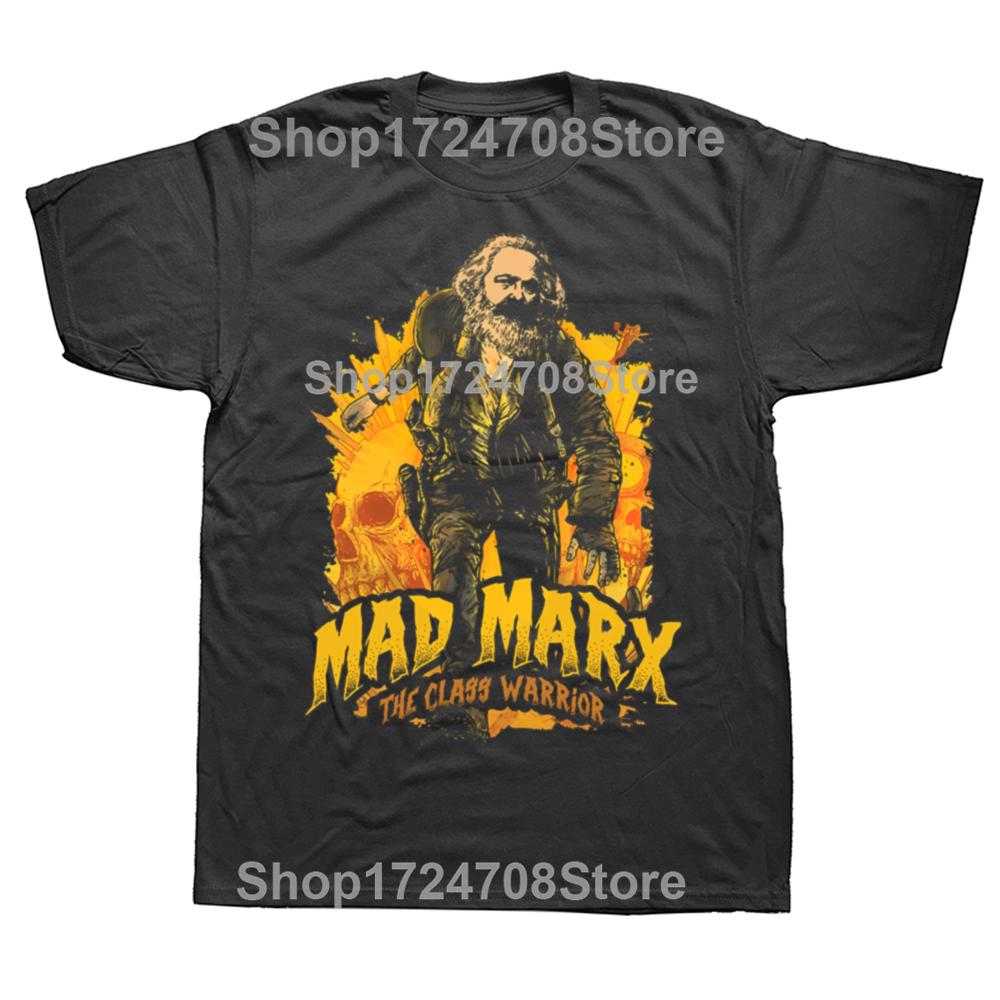 Мужские Винтажные Футболки The Great Marx Attacks Коммунистический Мем Удобная Хлопковая Одежда Забавные Футболки с Коротким Рукавом Футболка Большого Размера