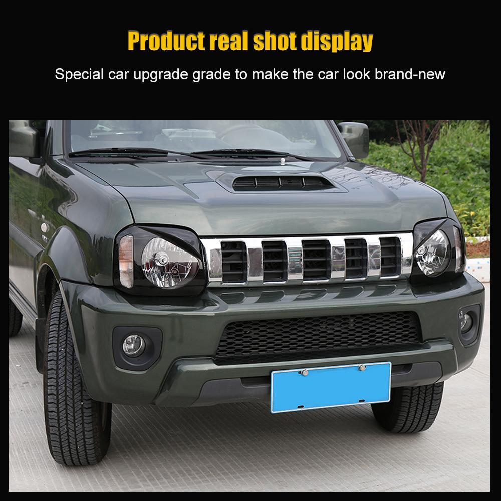 Car Headlights Lamp Cover Trim Headlights Guard for Suzuki Jimny 2007-2017 Exterior Accessories, 2pcs(Black)
