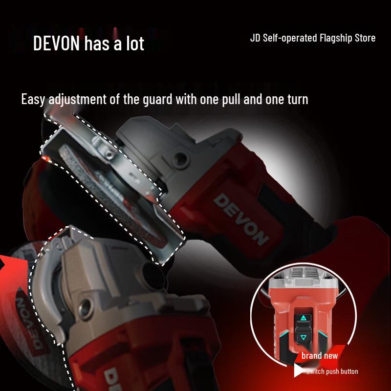 Devon 20V Беспроводная Угловая Шлифмашина (Болгарка) Безщеточная CN вилка (адаптер в комплекте)