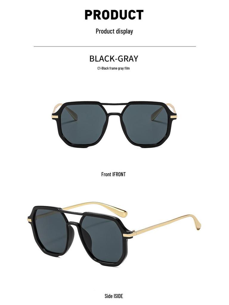 Новые Квадратные Солнцезащитные Очки с Двойным Мостиком 2026 - Модный Ретро Стиль Пилот для Отпуска и Защиты от Солнца при Вождении