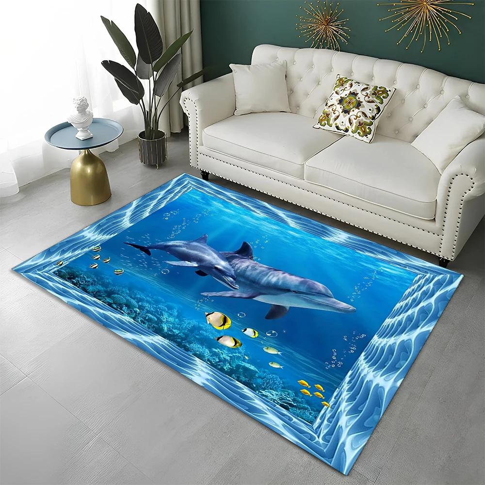3D ковер-иллюзия морского дна, подводный мир, для дома, гостиной, спальни, дивана, коврик-дверной коврик, декор, детский коврик, нескользящий напольный коврик