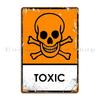 Punk Toxic Skull Chemical Hazard Warning Sign Metal Signs Wall Decor Wall Decor Living Room Design Garage Tin Sign Poster