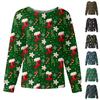 Women's Casual Fashion Long Sleeve Standing Collar Single Breasted Christmas Print Workwear Jacket Tops