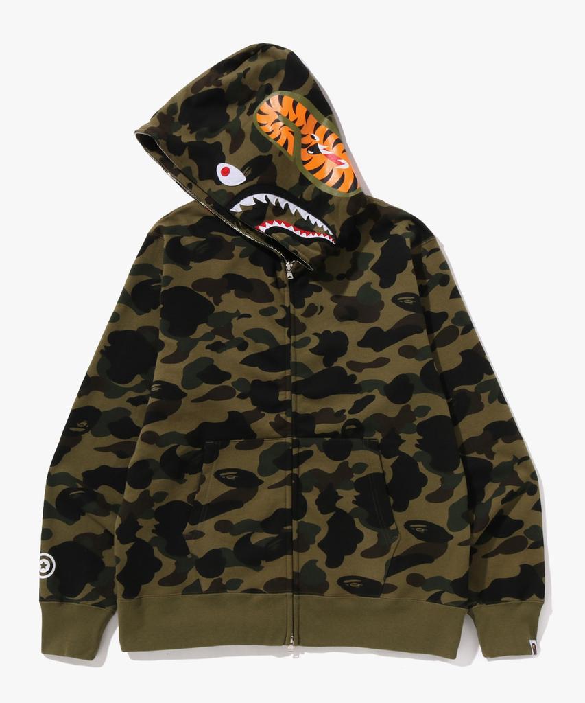 Bape First Camo Shark Full Zip Hood (M) Green