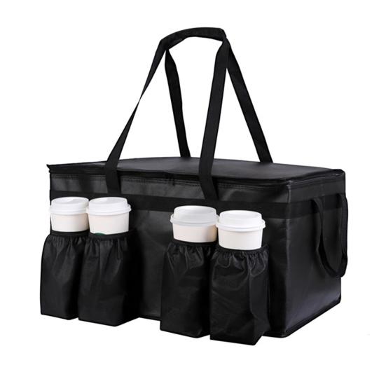 Insulated Lunch Bag with with Drink Carrier Food Delivery Bag Insulated Grocery Bags Food Carrier Catering Bag Cooler Bags