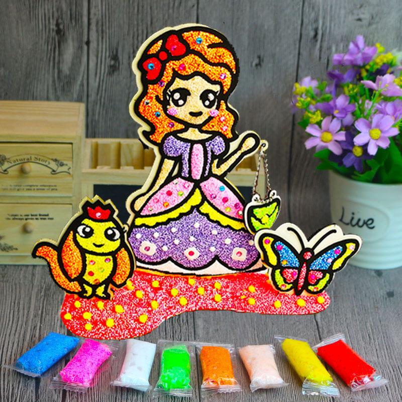 3D Wood Snowflake Clay Painting Children DIY Creative Colorful Mud Painting Board Art Painting Tool Child