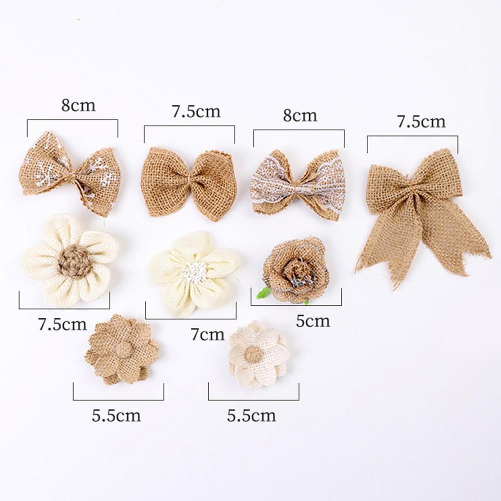 Floral Home Decor Flowers Set Beige Burlap Flowers