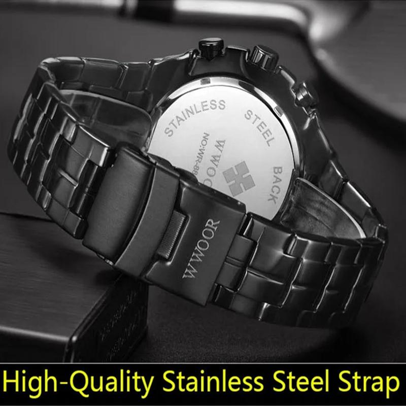 Top Brand Luxury Sport Watch For Men Quartz Chronograph Date Luminous Full Steel Wrist Watch