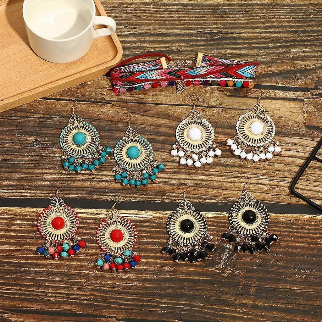 a Pair of Ethnic Style Travel Earrings Holiday Vintage Handmade Bohemian Style Earrings Tassel Eardrop Jewelry
