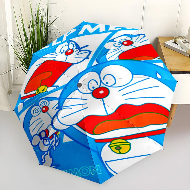 Doraemon's Birthday Bash Portable Automatic Umbrella Retractable Design with 8-Rib Durability Lightweight for Outdoor Daily Use