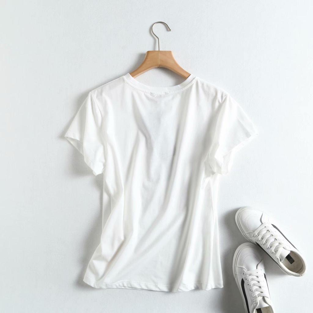 Summer High Quality Elegant Ladies Casual Tee Shirt Top Women Vintage Print Cotton T Shirt Short Sleeve