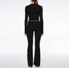 Women's Fashion Solid Color Round Neck Long Sleeve Top Wide Leg Pants Set