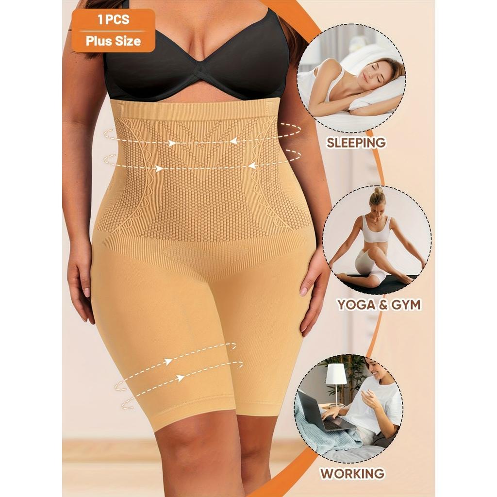 Женские утягивающие шорты с высокой талией, бесшовная подтяжка живота и подтяжка бедер, нейлоновый трикотаж, однотонный, можно стирать вручную, шорты больших размеров