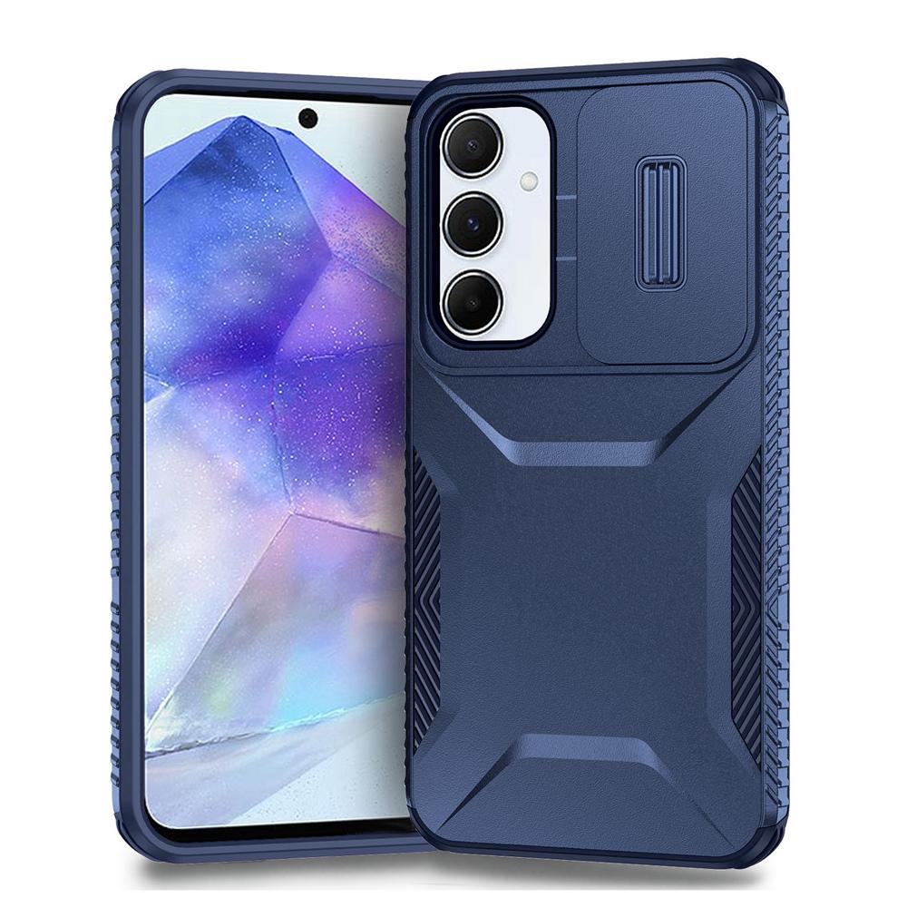 Keysion Case For Shockproof Armor Samsung A55 5g A35 A25 Slide Push Pull Camera Lens Protection Phone Cover For Galaxy A15 A05