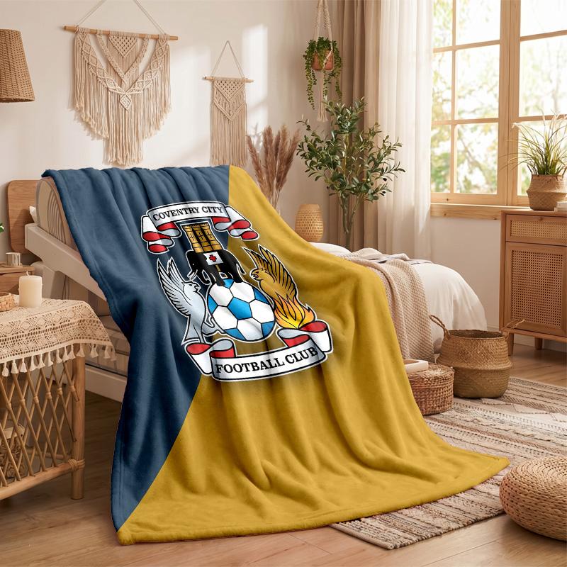 Coventry City Football Print Flannel Blanket Soft Warm Sofa Bed Throw Blanket For Home Office Bedroom