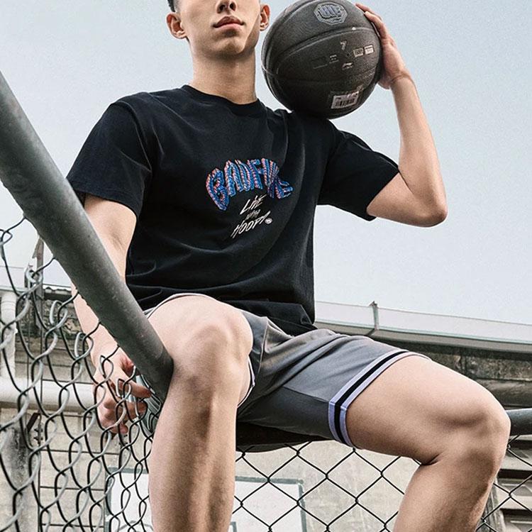 Li-Ning Badfive Letter Round Neck Pullover Short Sleeve T-Shirt Men Tops Black AHSU427-1