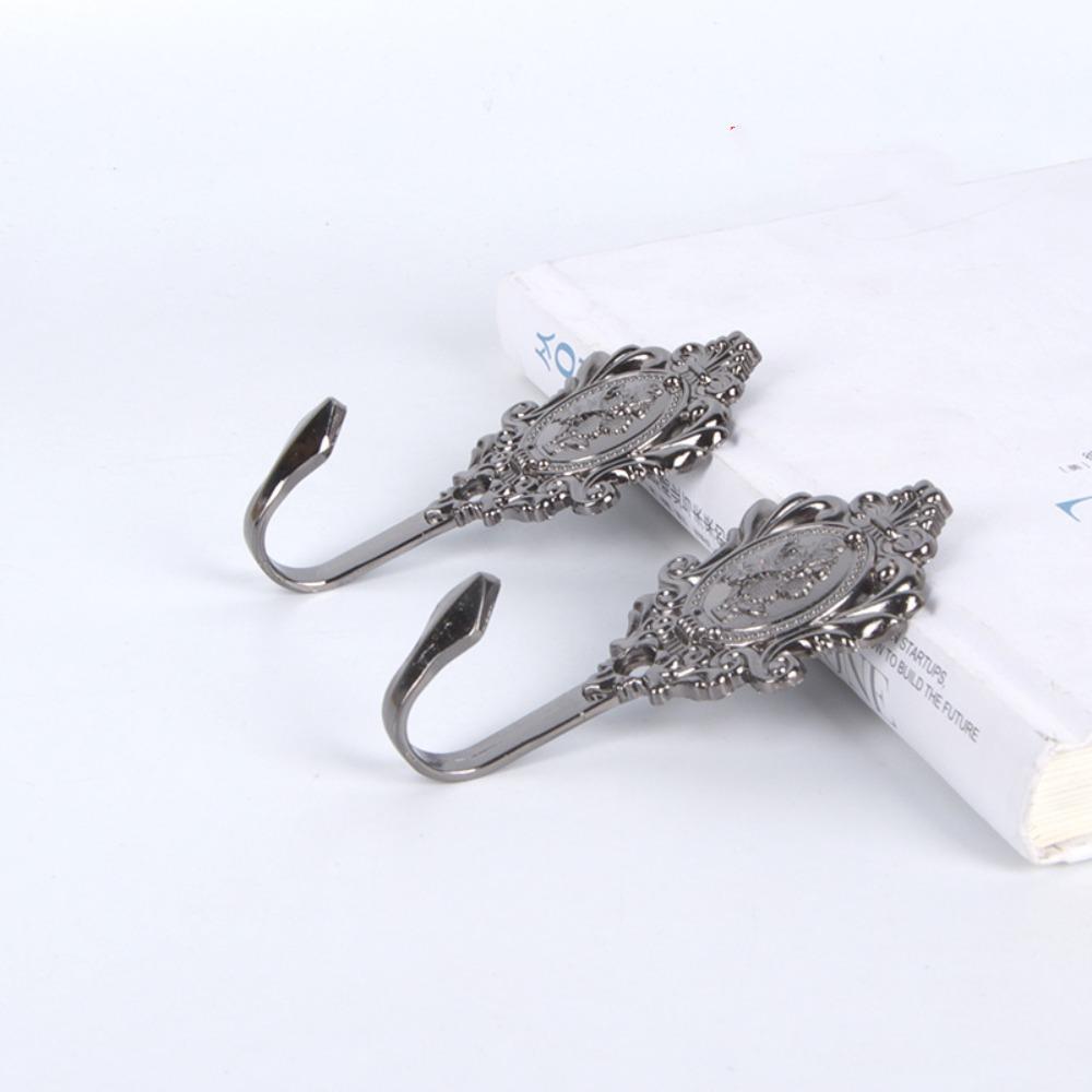 2Pcs Zinc Alloy Wall Hook European Classic Drapery Curtain Tieback Hooks Trendy Cloth-hat Hook
