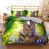 3D Tiger Bedding Set King Queen Full Twin Size Brown Animal Duvet Cover Jungle Wildlife Comforter Cover Polyester Quilt Cover