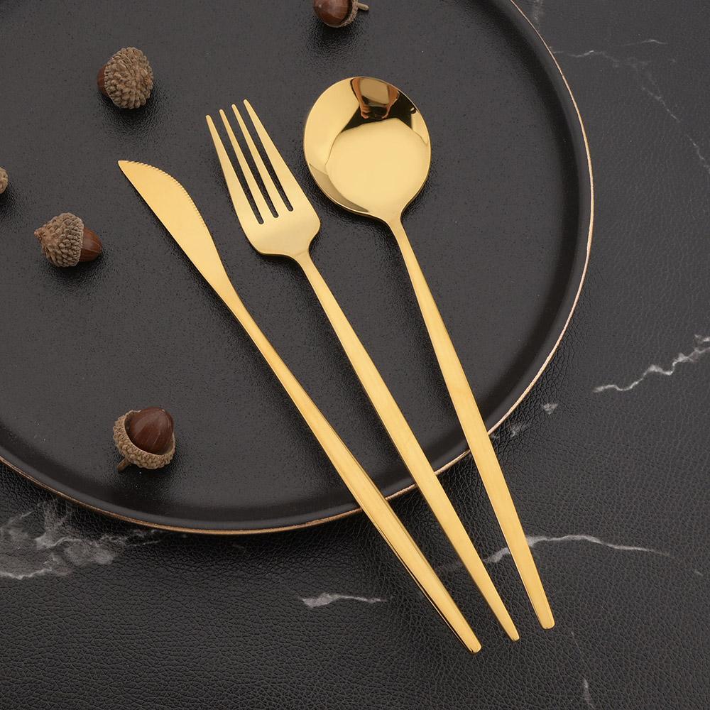 20Pcs Dinnerware Set Stainless Steel Tableware Mirror Dinner Gold Cutlery Set Steak Knife Fruit Fork Spoon Flatware Kitchen Set