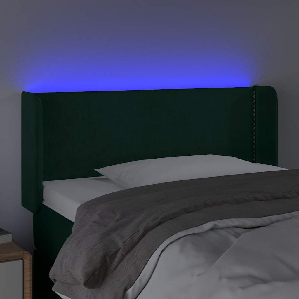 LED Headboard Dark Green 83x16x78 88 cm Velvet
