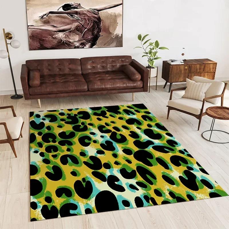 Nordic Luxury Living Room Carpets Leopard Print Rugs for Bedroom Sofa Table Beside Large Rug Non-slip Washable Coffee Table Mat