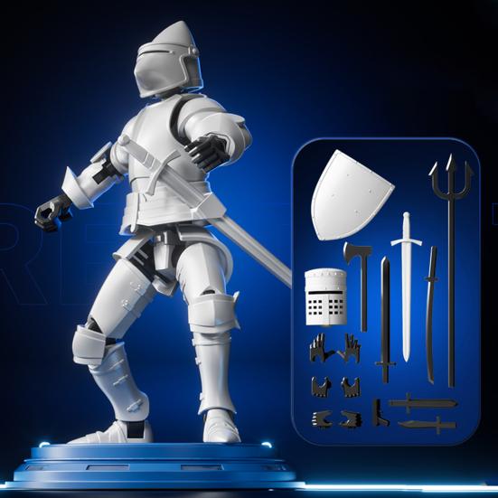 Armor Knight Action Figure with Accessories Movable Joints 3D Printed Medieval Warrior Soldier Model Toy Stress Relief Articulated Dummy Decoration