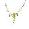 [R7777] - Designer Necklace 'Flora' Silver Ocher - 60x28 Mm