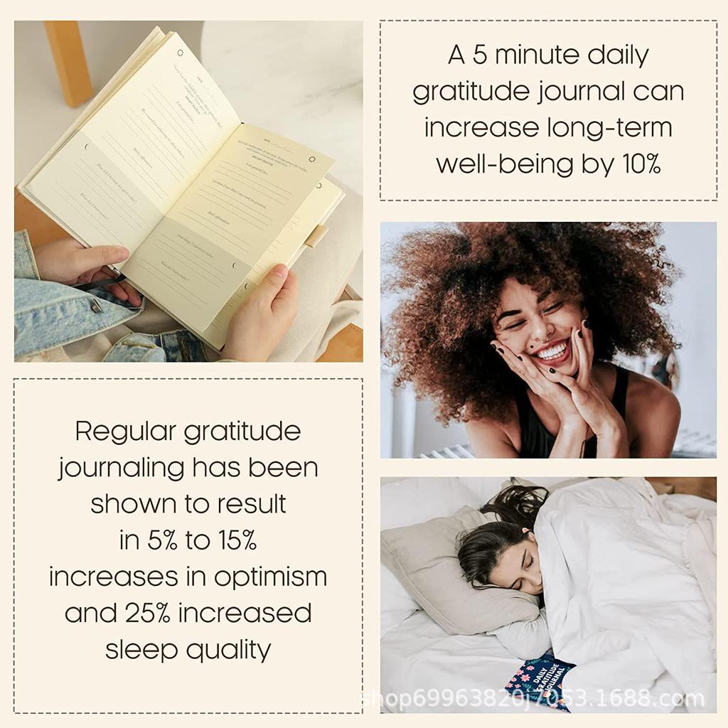 Linen Cover English Self-Care Gratitude Journal A5 Notebook