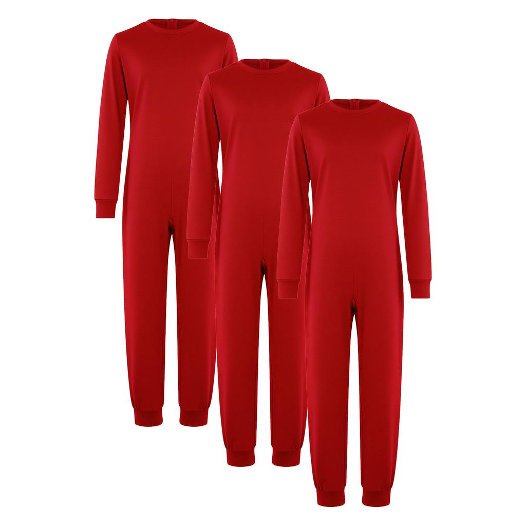 Unisex Kids Boys Girls Special Needs Adaptive Clothing 3pcs Set Long Sleeve Back Invisible Zipper Cotton Jumpsuit