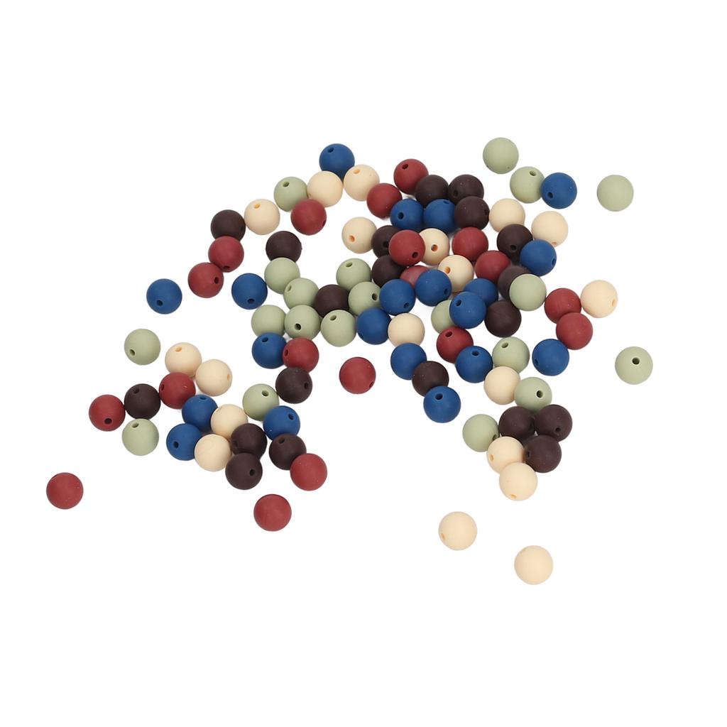 100pcs 9mm Silicone Beads DIY Round Multiple Colors Silicone Loose Beads for Necklaces Baby Toys Type A