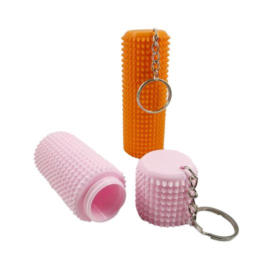 Spiky Grippie Stim Fidget Toy with Keychain Stress Relief 3D Printed Storage Box Pain Stimming Tool Teens Adults Portable Bumpy Roller Sensory Toy