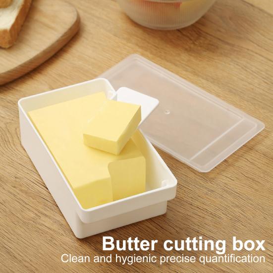2-in-1 Butter Slicer Box with Lid Spatula Included Safe Odor-proof Butter Cutter Container for Fridge Kitchen