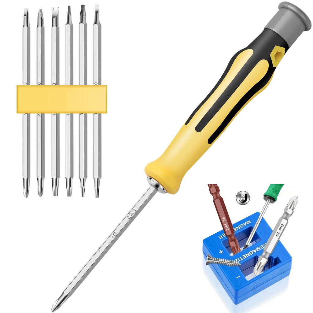 14 in 1 Precision Screwdriver Set with Magnetizer Magnetic Phillips Torx Screw Driver Bits Manual Repair Tools for iPhone PC DIY
