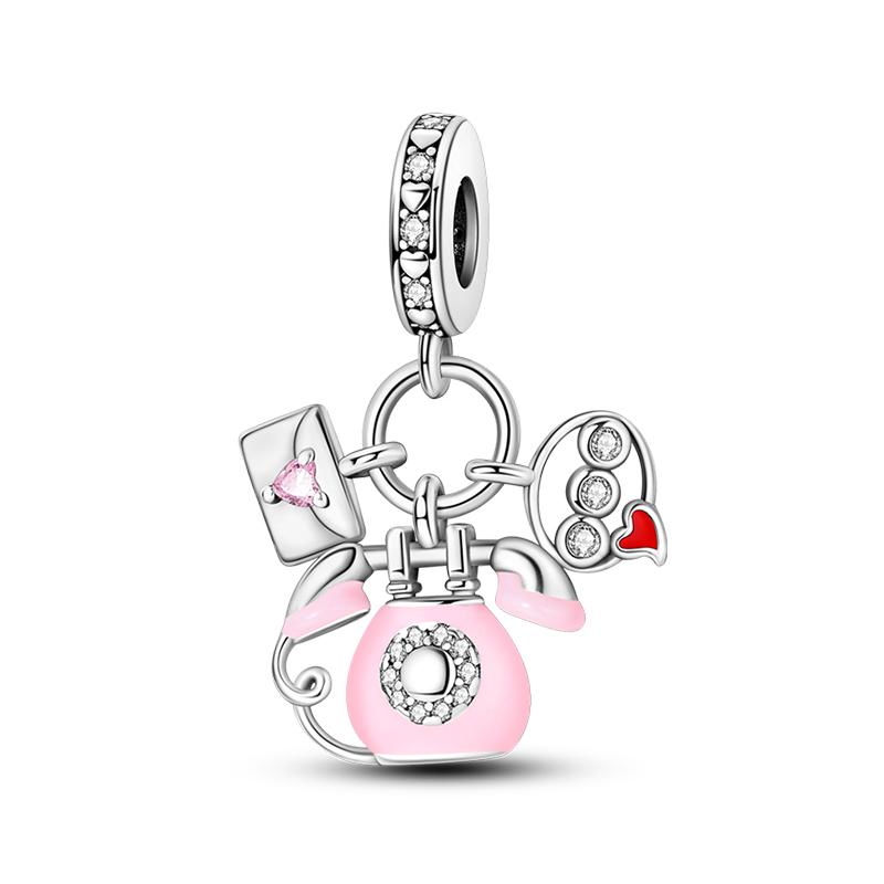 2024 New S925 Silver Color Mirror Family Baby Shoes Charms Beads Fit S925 Original Bracelets DIY Mother's Day Jewelry Gift