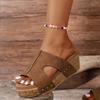 Fashion Summer Retro Wedges Slippers for Women 2024 New Rivet Platform Cork Sandals Woman Thick Bottom Non-Slip Clogs Slides