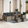 10-Piece Garden Sofa Set with Cushions In Grey Poly Rattan and Acacia 3361603